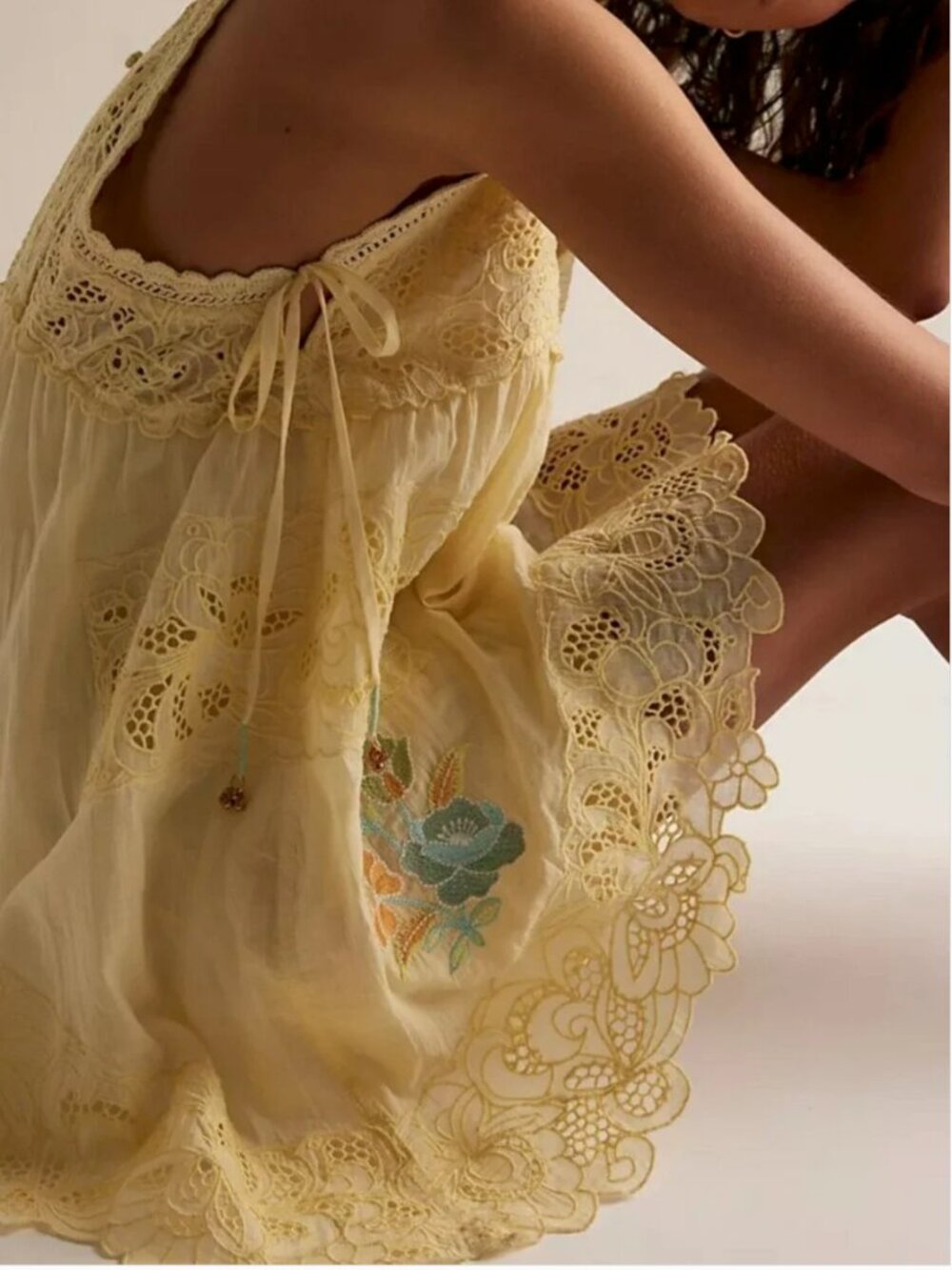 Free People NWT Yellow Eye-catcher Bloomsie Cotton Eyelet Romper - Picture 2 of 8